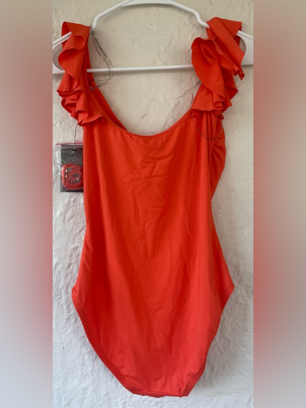 NWT Vince Camuto Women's Orange One Piece Ruffle Sleeve Swimsuit Size 10 - Picture 5 of 7